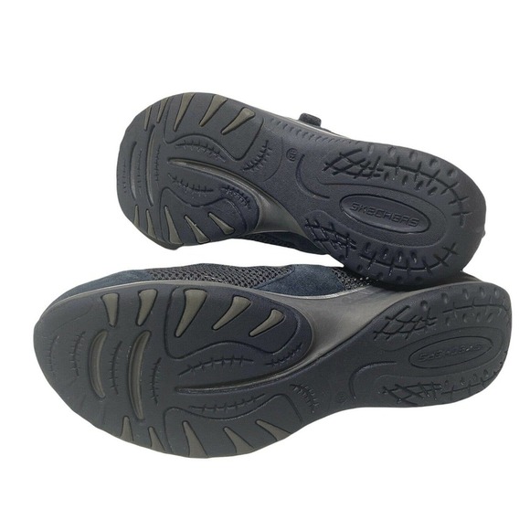 Skechers Relaxed Fit Memory Foam Womens Sz 10 Black Adjus Mary Jane Flats Blue - Picture 7 of 7